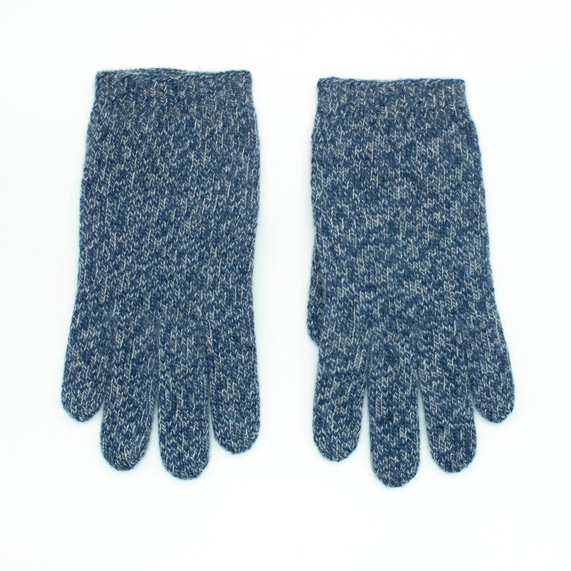 Kids Cashmere Tweeded Gloves | Denim/Grey