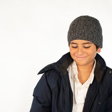 Kids Cashmere Tweeded Beanie Hat | Black/Grey