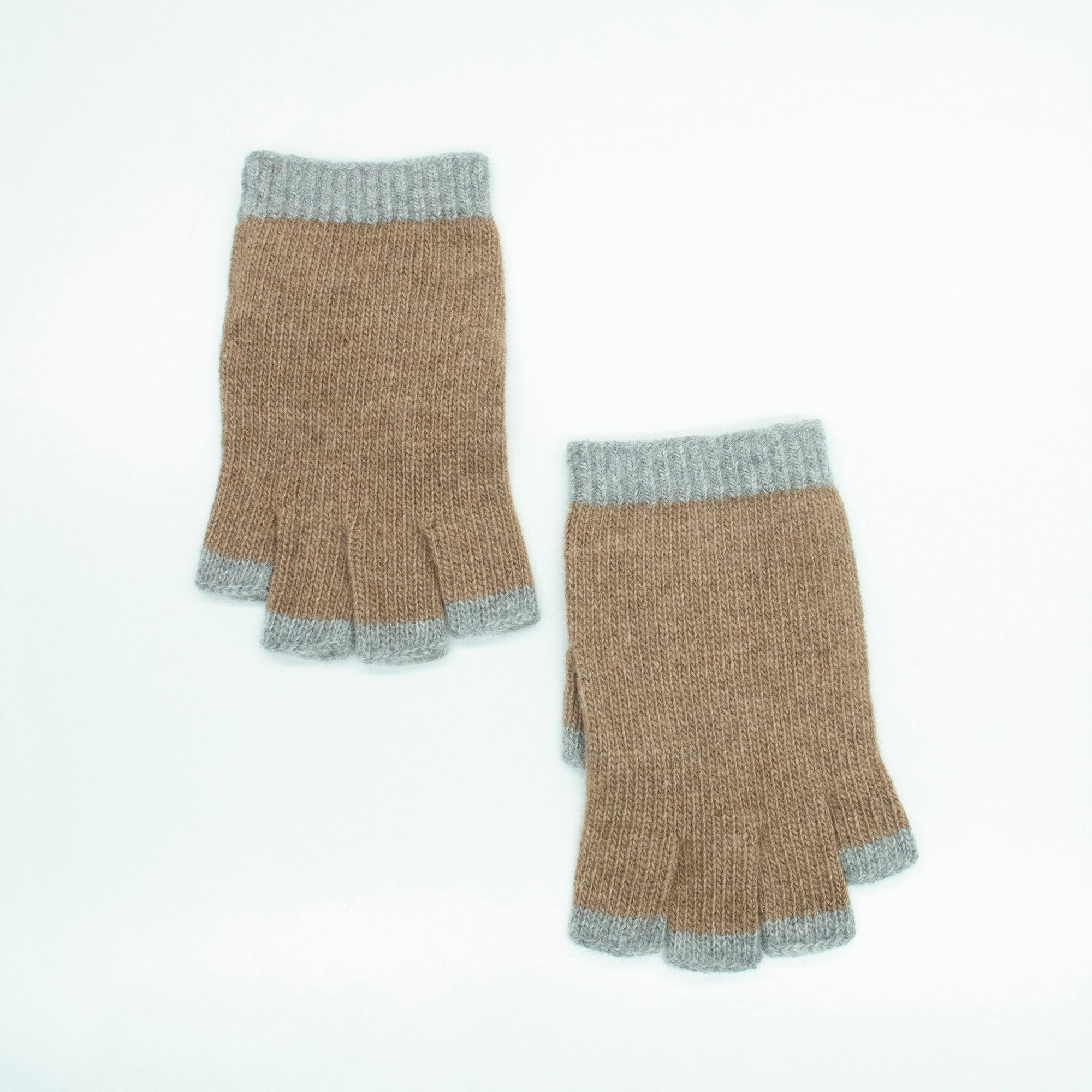 Men's Cashmere Fingerless Gloves | Copper/Light Grey