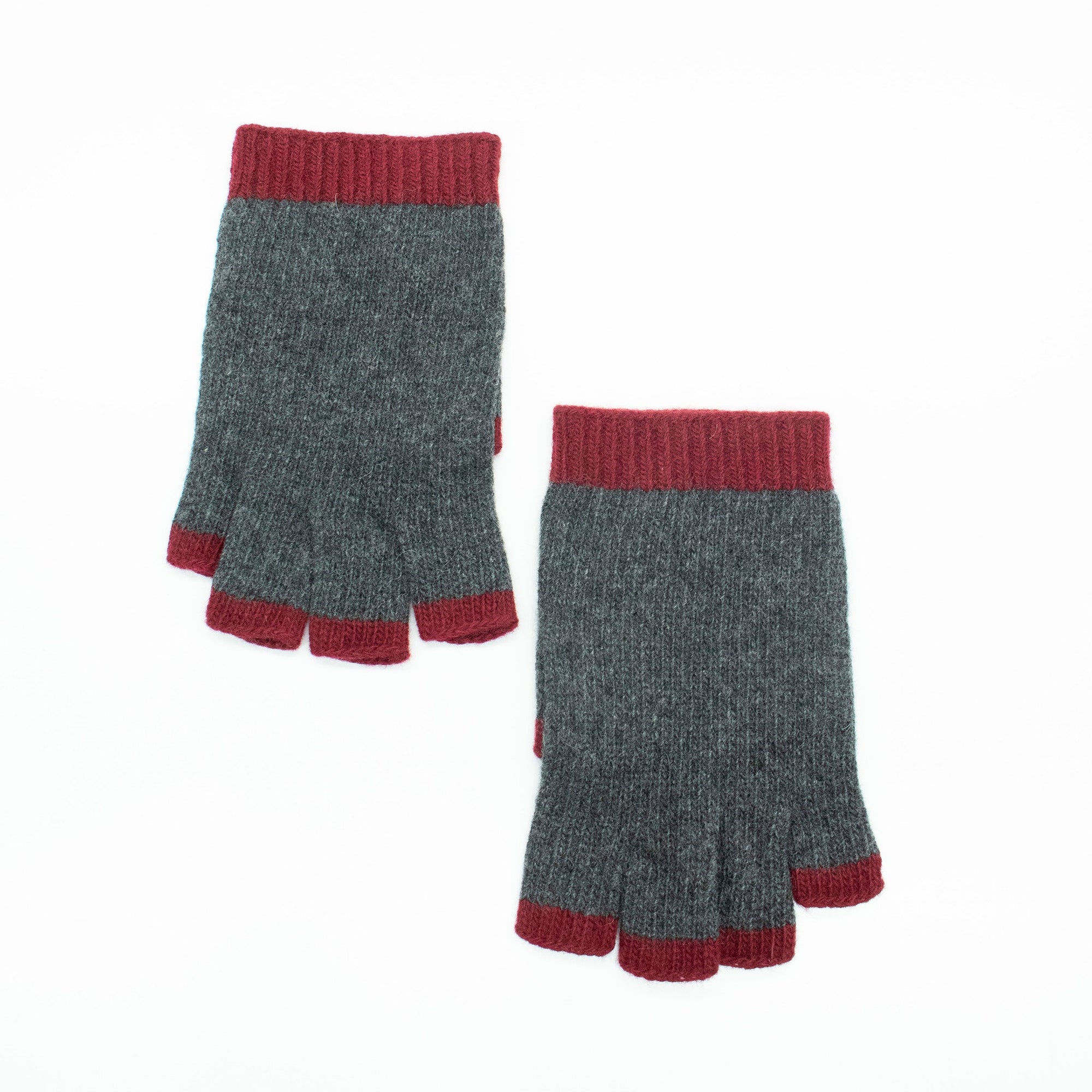 Men's Cashmere Fingerless Gloves | Charcoal/Rum