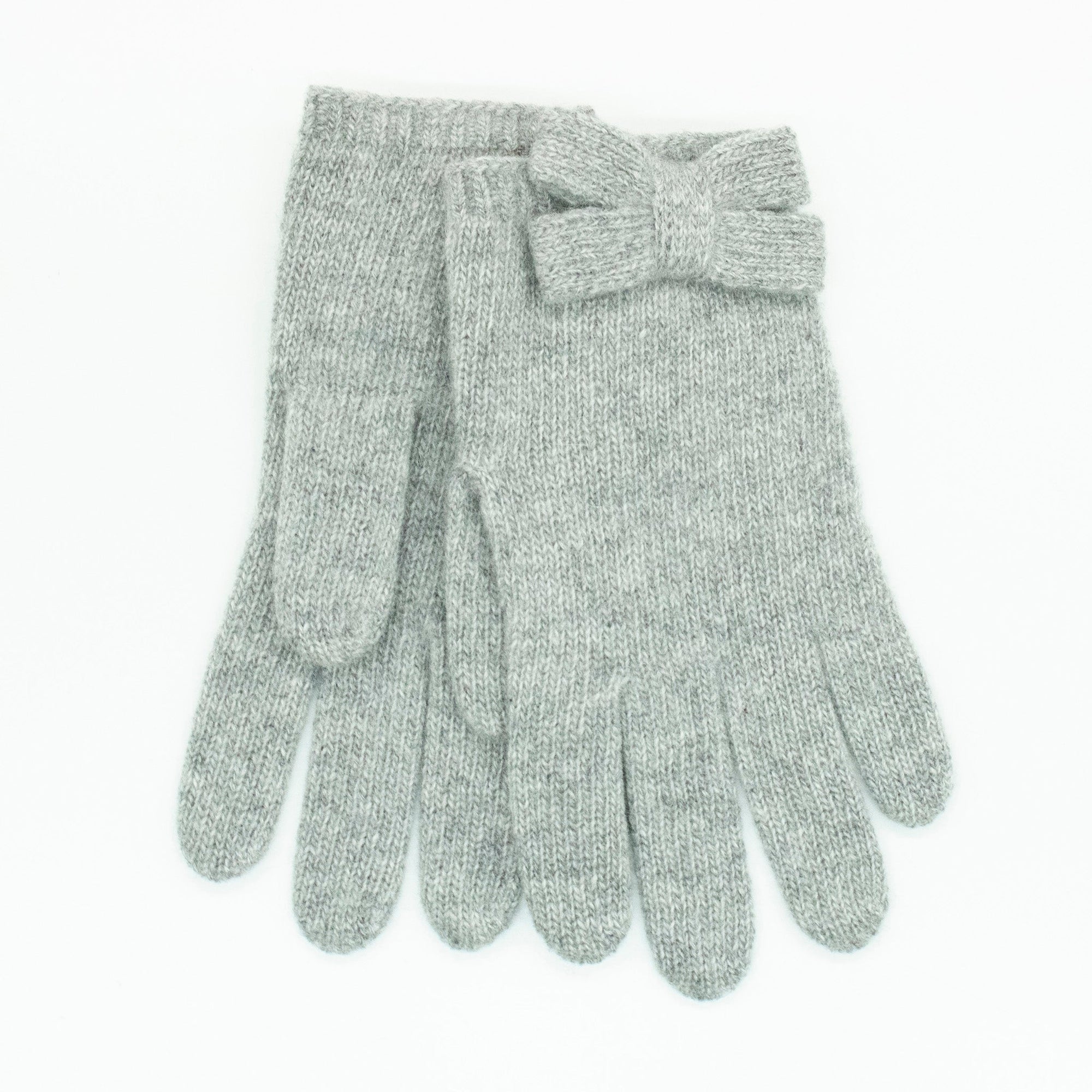 Kids Cashmere Gloves With Bow | Light Grey