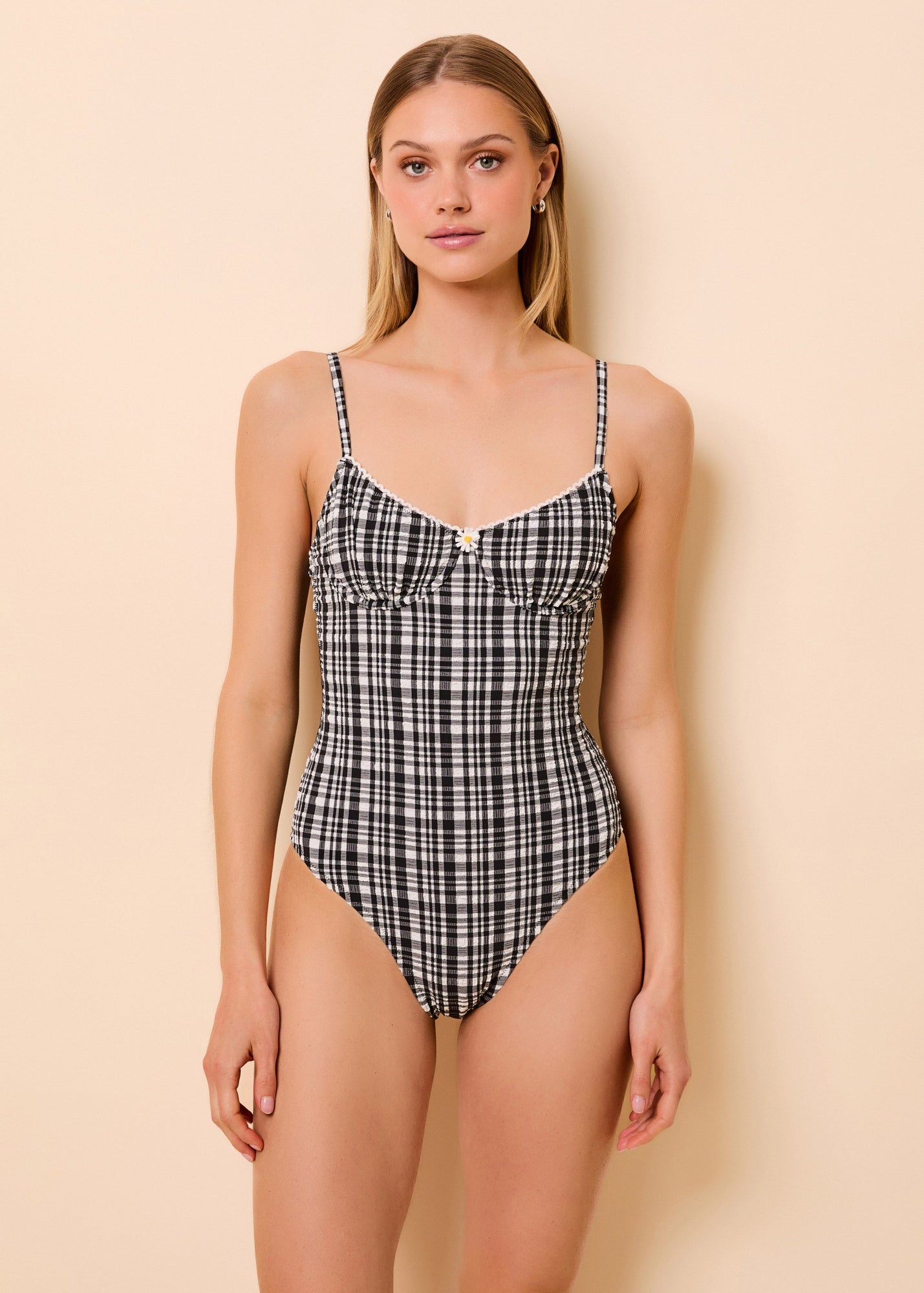 Womens | Taylor One Piece Puckered Plaid | Noir