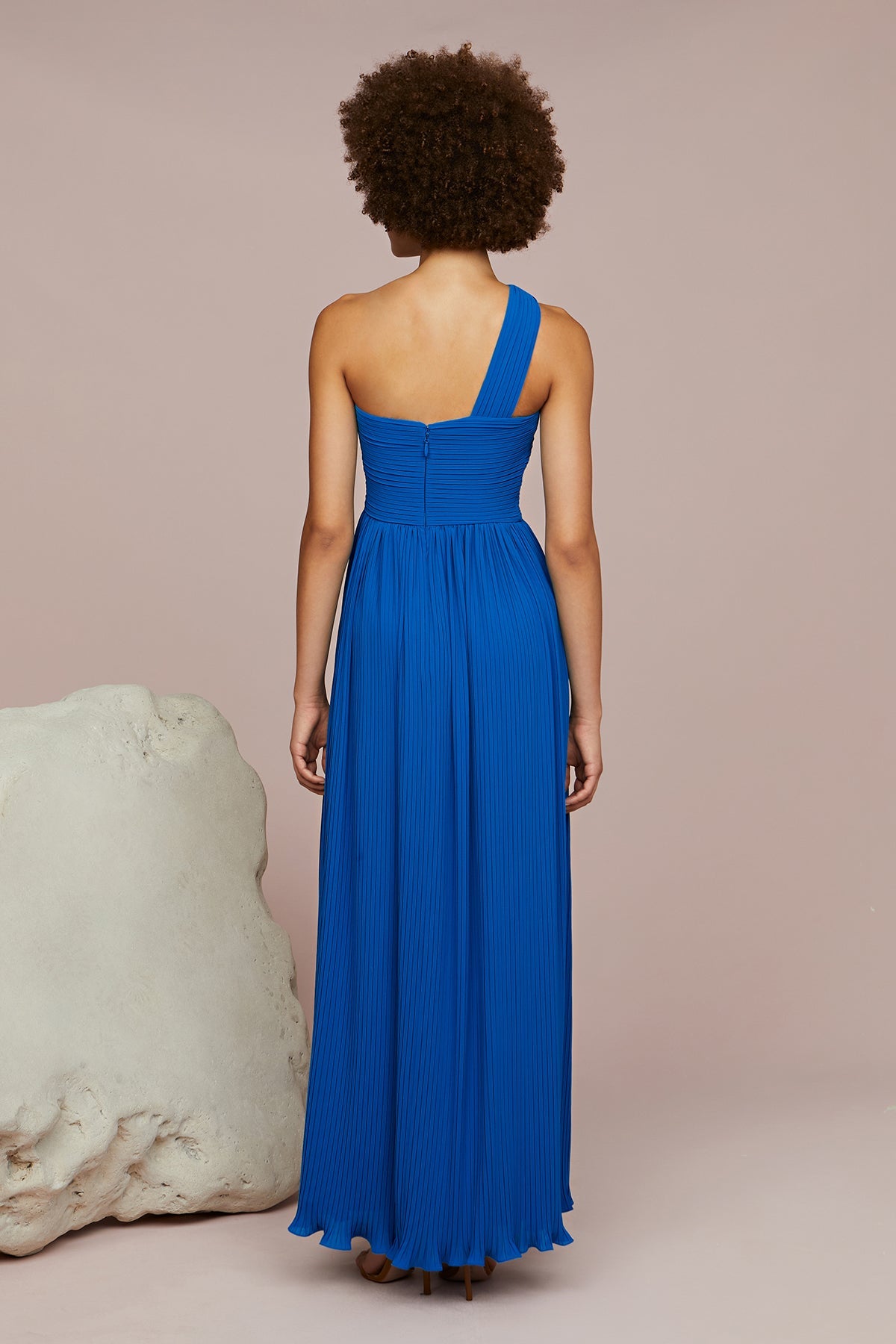 Amur | Skye Deep V Pleated Gown | Poseidon
