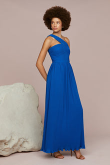 Amur | Skye Deep V Pleated Gown | Poseidon