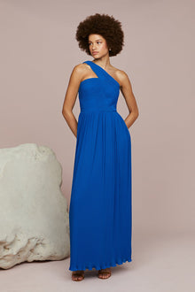 Amur | Skye Deep V Pleated Gown | Poseidon