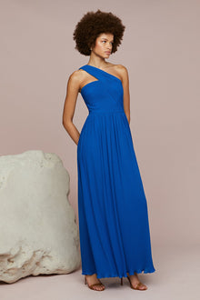 Amur | Skye Deep V Pleated Gown | Poseidon