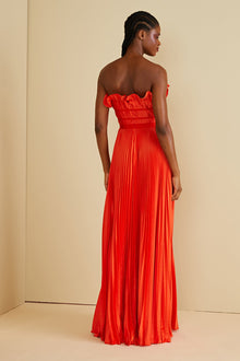 Amur | Losey Ruffle Neck Gown | Sun Coral