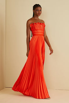 Amur | Losey Ruffle Neck Gown | Sun Coral