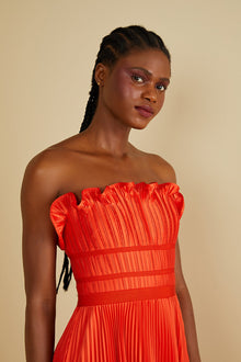 Amur | Losey Ruffle Neck Gown | Sun Coral