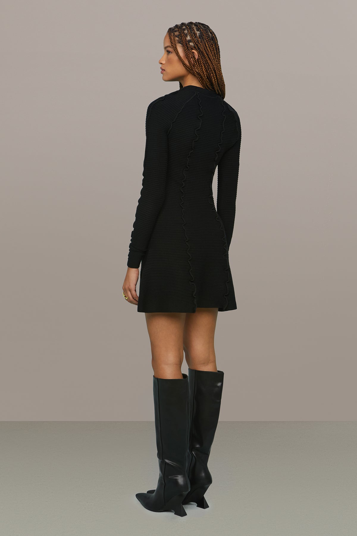 Amur | Walker Lettuce Edge Dress | Black