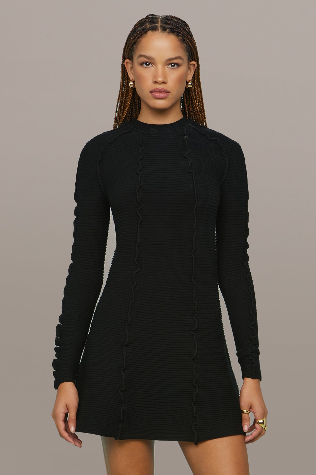 Amur | Walker Lettuce Edge Dress | Black