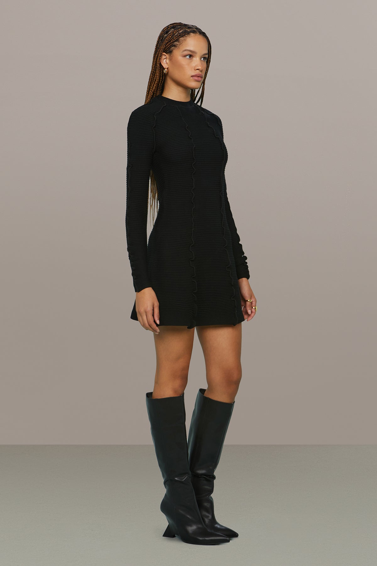 Amur | Walker Lettuce Edge Dress | Black