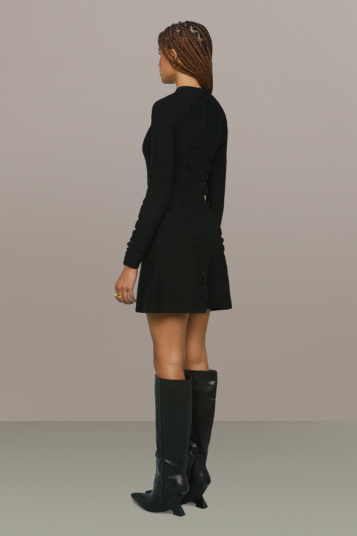 Amur | Walker Lettuce Edge Dress | Black