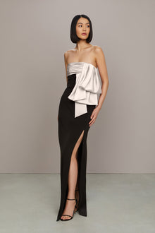 Amur | Melodie Bow Gown | Black And Ivory