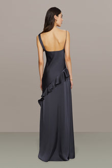 Amur | Juliet Charmeuse Cowl Gown | Charcoal Cloud