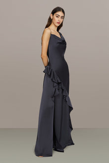 Amur | Juliet Charmeuse Cowl Gown | Charcoal Cloud