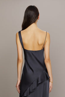 Amur | Juliet Charmeuse Cowl Gown | Charcoal Cloud
