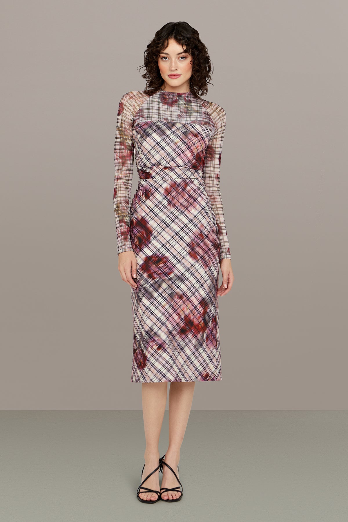 Amur | Edith Midi Dress | Rose Check