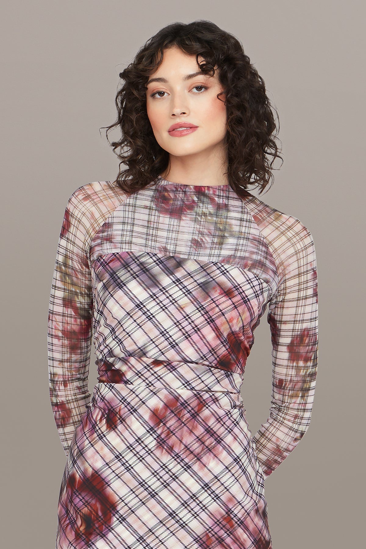 Amur | Edith Midi Dress | Rose Check