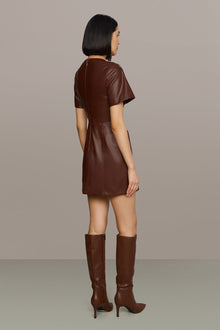 Amur | Joey Leather Mini Dress | Smoky Quartz