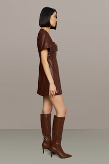 Amur | Joey Leather Mini Dress | Smoky Quartz