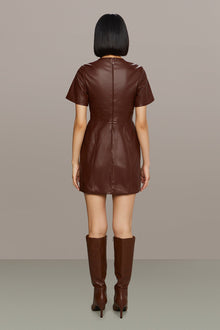 Amur | Joey Leather Mini Dress | Smoky Quartz