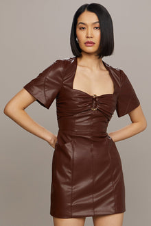 Amur | Joey Leather Mini Dress | Smoky Quartz