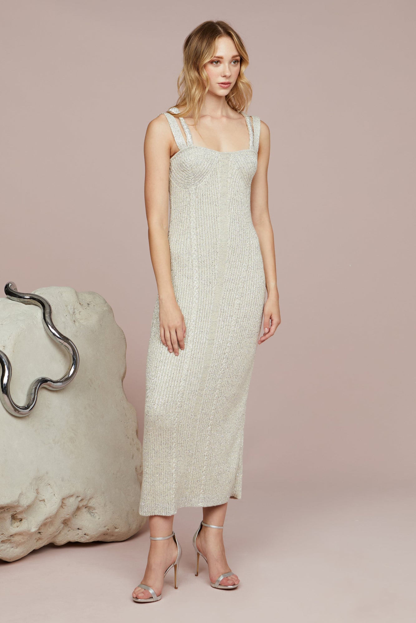 Amur | Indiyah Metallic Knit Midi | Stellar