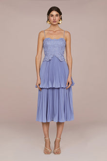 Amur | Esmae Laser Cut Floral Dress | Sail Blue