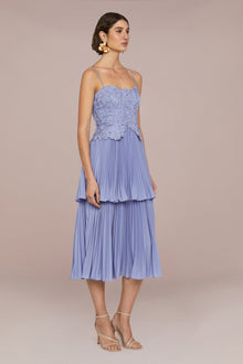 Amur | Esmae Laser Cut Floral Dress | Sail Blue