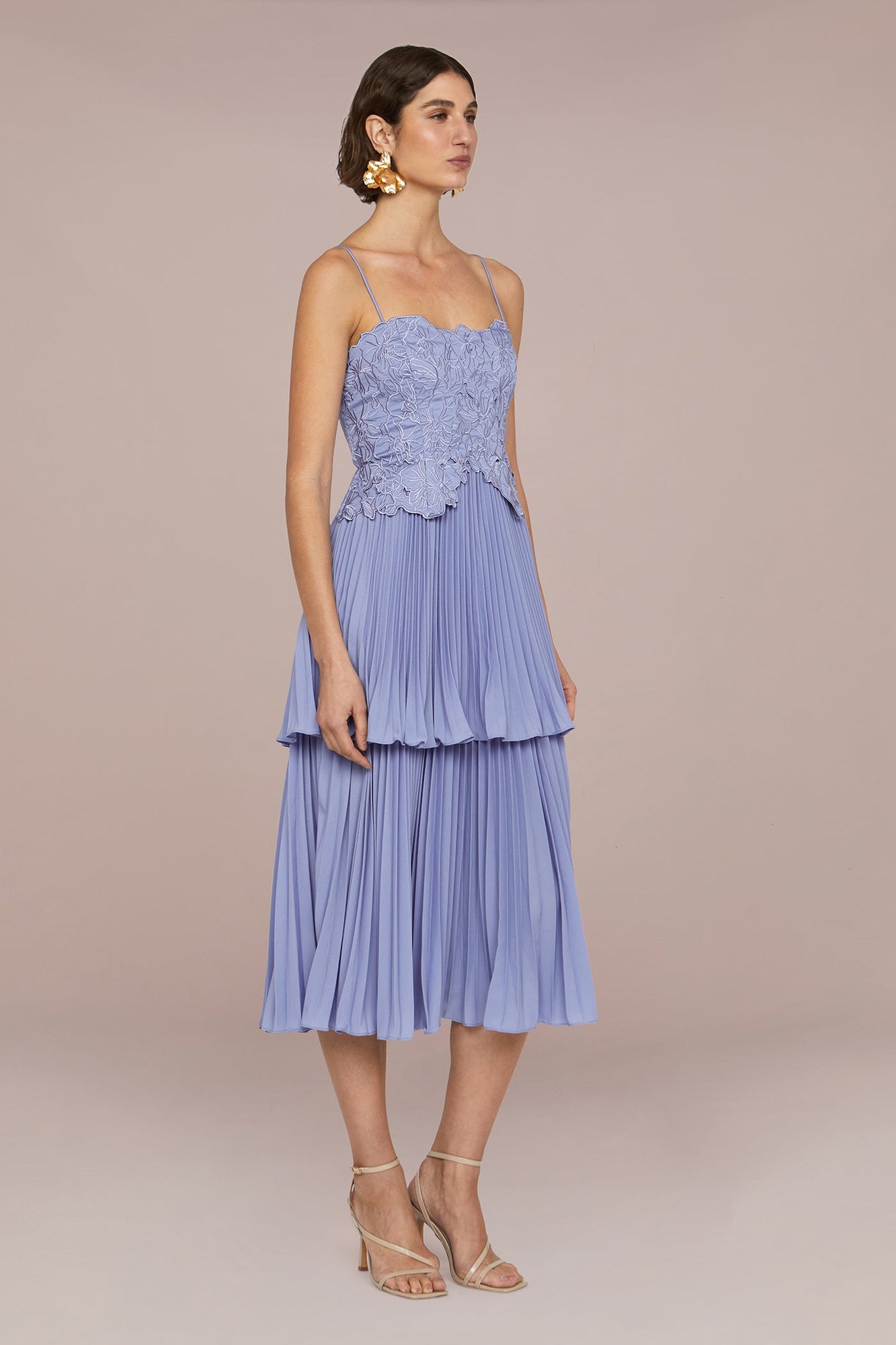 Amur | Esmae Laser Cut Floral Dress | Sail Blue