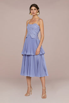 Amur | Esmae Laser Cut Floral Dress | Sail Blue