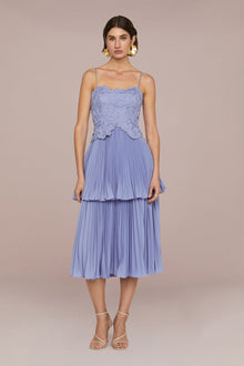 Amur | Esmae Laser Cut Floral Dress | Sail Blue