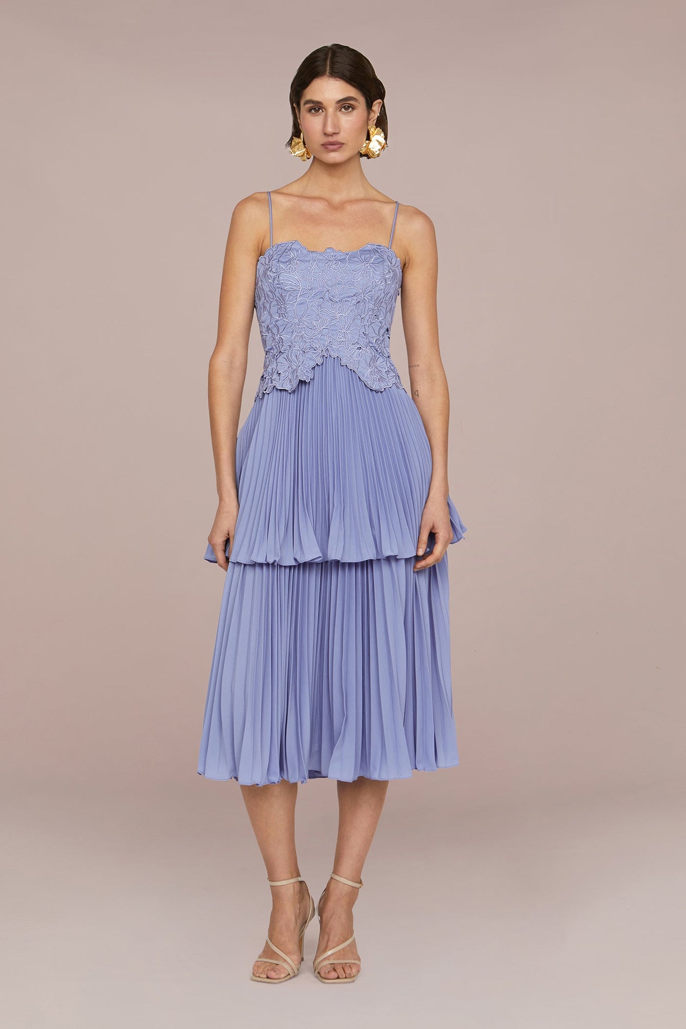 Amur | Esmae Laser Cut Floral Dress | Sail Blue