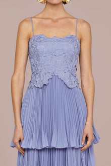 Amur | Esmae Laser Cut Floral Dress | Sail Blue