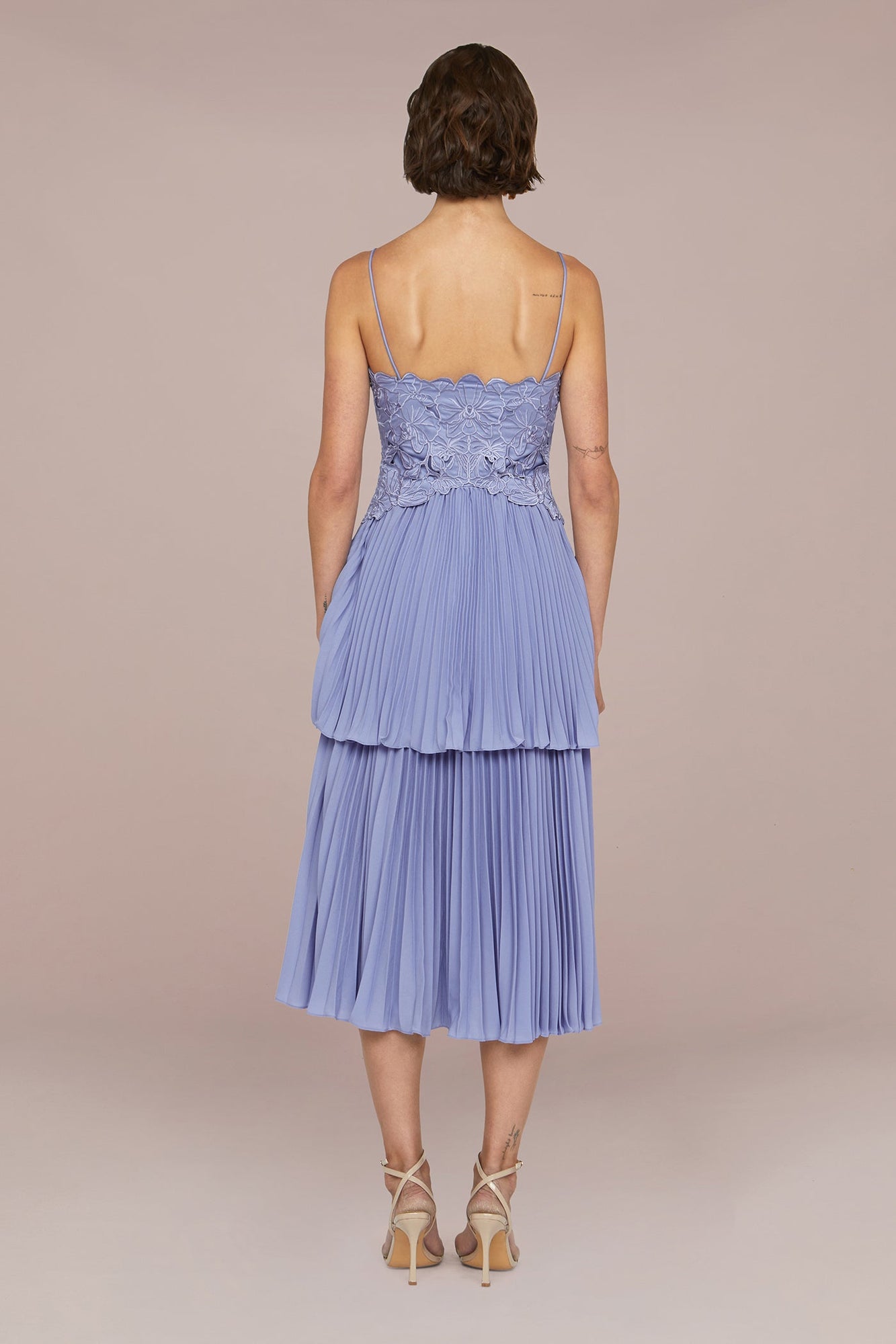 Amur | Esmae Laser Cut Floral Dress | Sail Blue