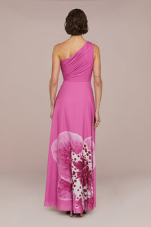 Amur | Atlas One Shoulder Gown | Coraline Orchid