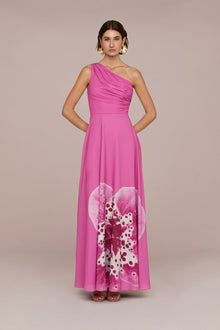 Amur | Atlas One Shoulder Gown | Coraline Orchid