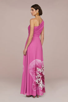 Amur | Atlas One Shoulder Gown | Coraline Orchid