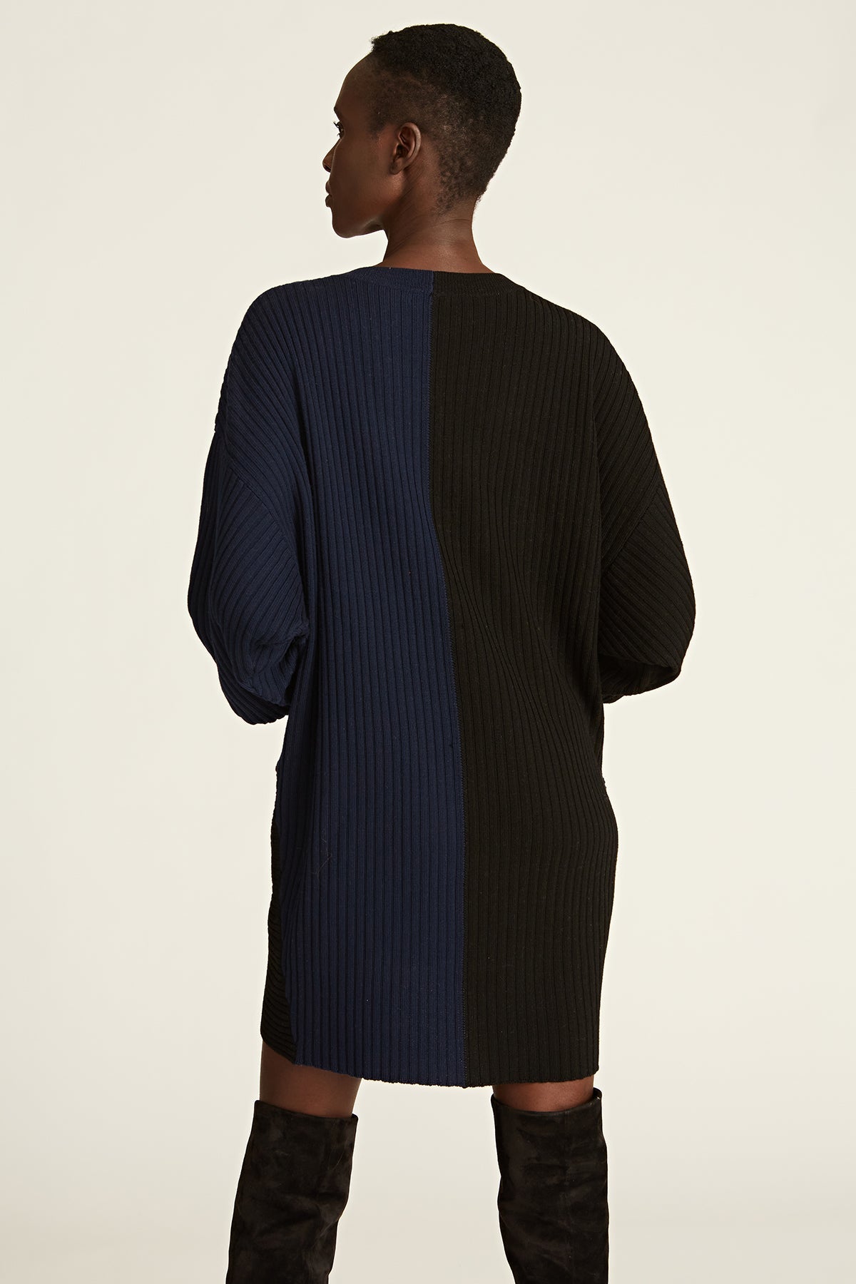 Amur | Samira Wool Sweater Dress | Black / Navy