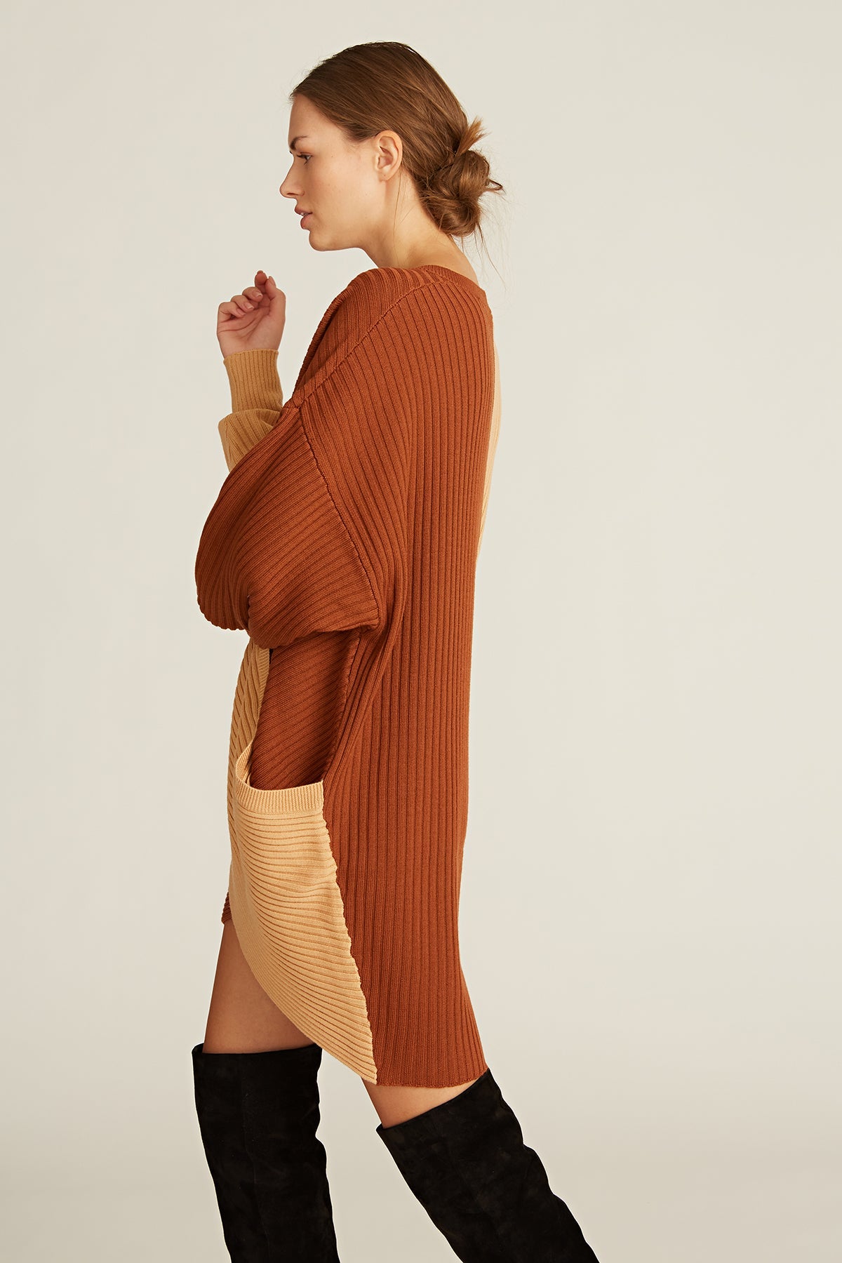 Amur | Samira Wool Sweater Dress | Camel / Cedar