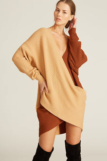 Amur | Samira Wool Sweater Dress | Camel / Cedar