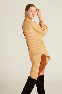 Amur | Samira Wool Sweater Dress | Camel / Cedar