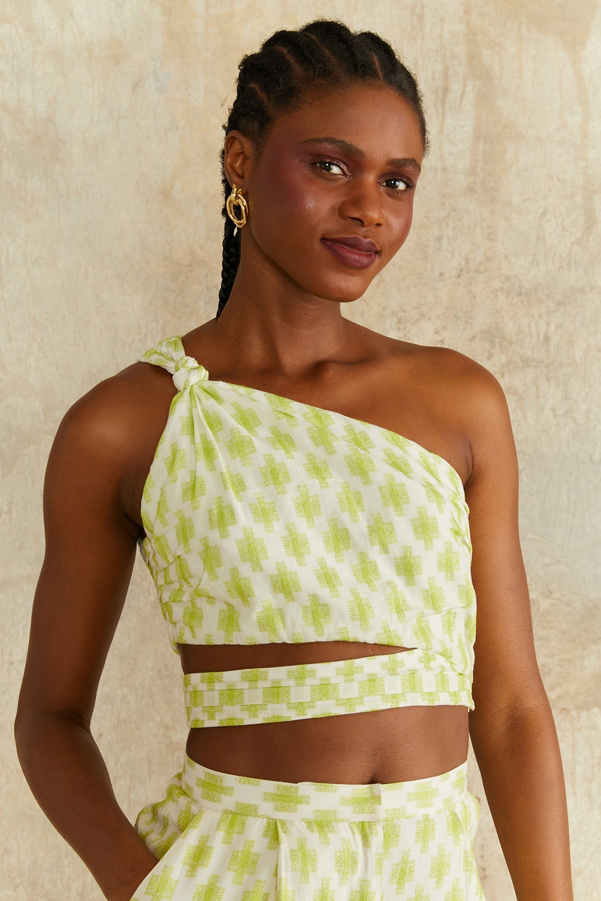 Amur | Oak Crop Top | Ivory Jacquard
