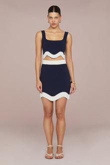 Amur | Dean Jacquard Knit Skirt | Ivory/Navy