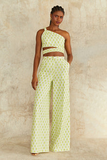 Amur | Meri Wide Leg Pants | Ivory Jacquard
