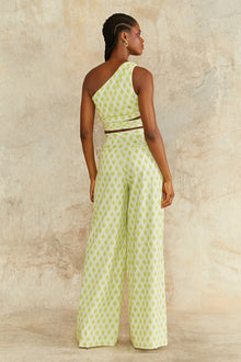 Amur | Meri Wide Leg Pants | Ivory Jacquard
