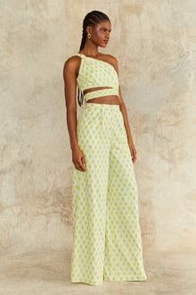 Amur | Meri Wide Leg Pants | Ivory Jacquard