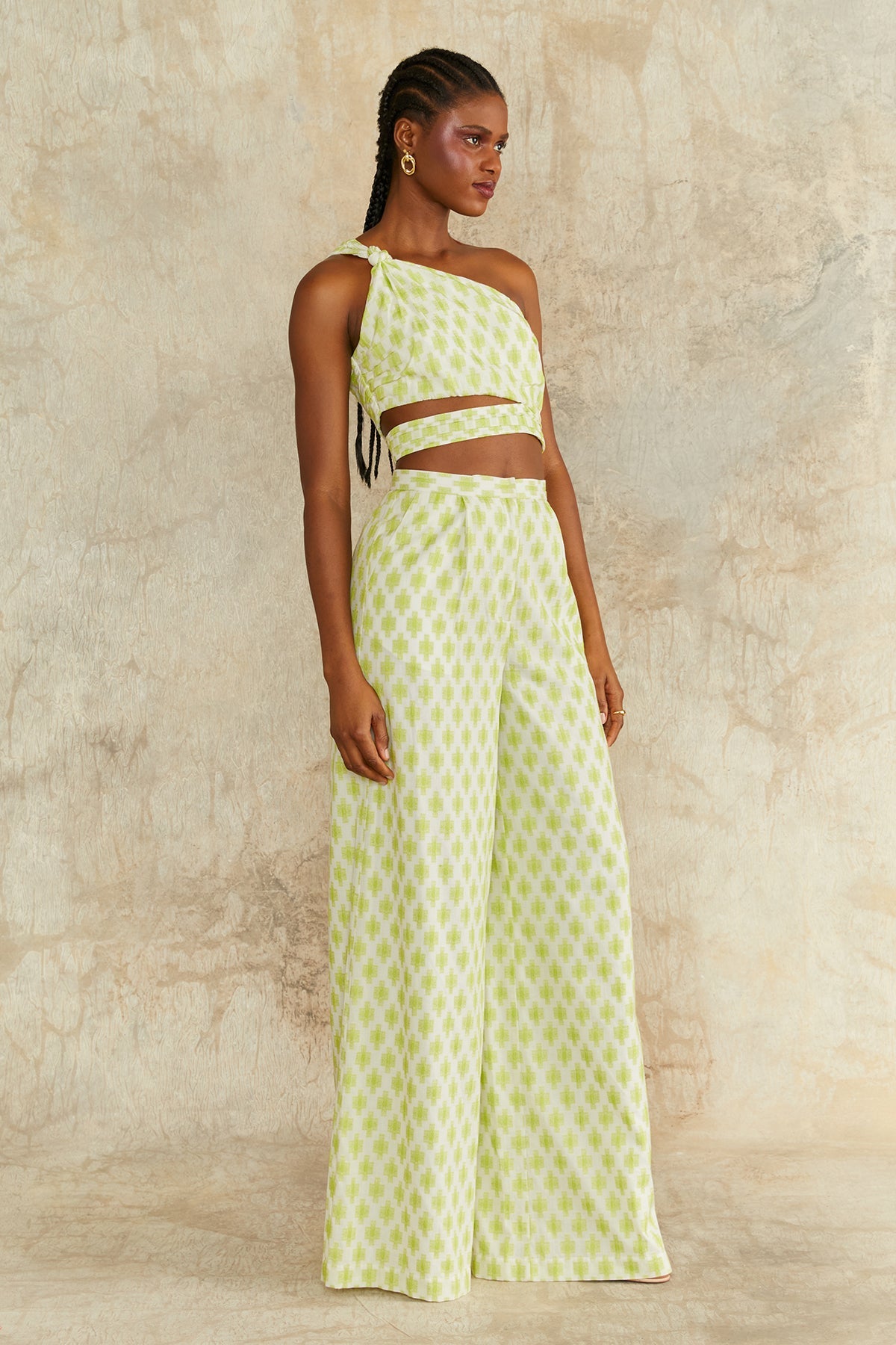 Amur | Meri Wide Leg Pants | Ivory Jacquard