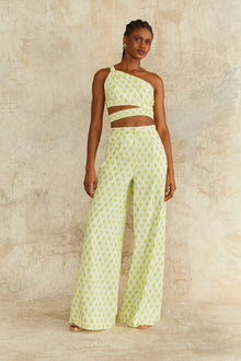 Amur | Meri Wide Leg Pants | Ivory Jacquard